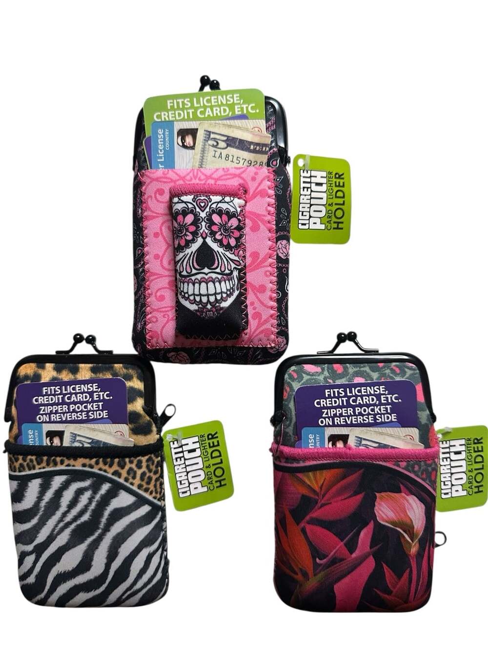 Cigarette Pouch Card & Lighter Holder Multi-Print Set of 3